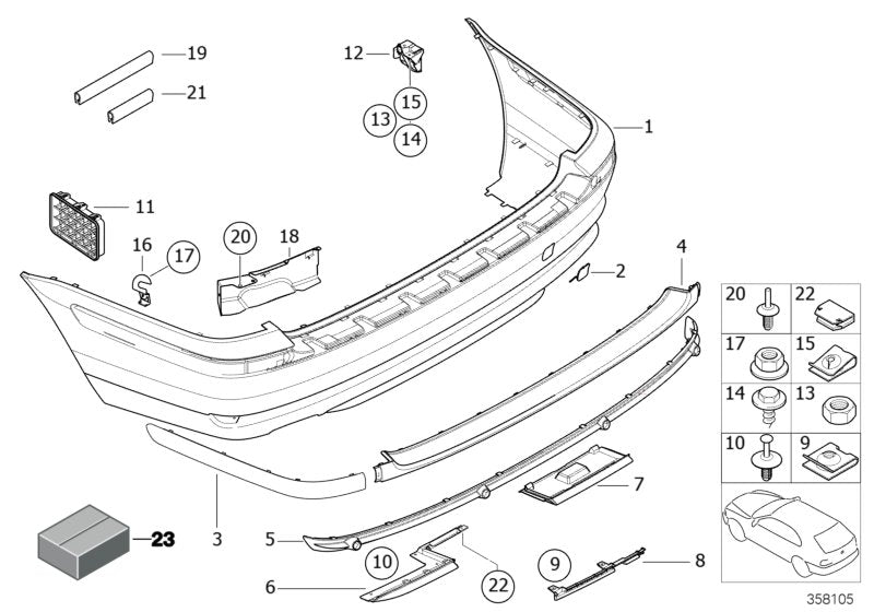 Genuine BMW 51127012771 E46 Bumper Trim Panel, Primed, Rear (Inc. 325i, 330i & 323i) | ML Performance UK UK Car Parts