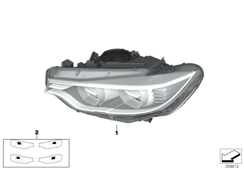 Genuine BMW 63117377855 F80 F33 F32 Headlight, Led, Ahl, Left (Inc. 440i, M4 & 430i)