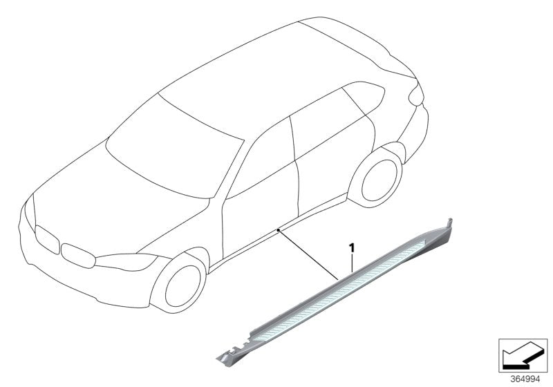 Genuine BMW Mini 51952357132 F15 Retrofit Kit, Aluminium Footboard (Inc. X5)