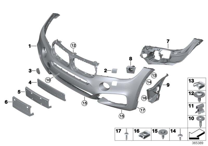 Genuine BMW 51118065885 F16 TriCover, Bumper, Primed, Front M/US/PDC (Inc. X6) | ML Performance UK UK Car Parts