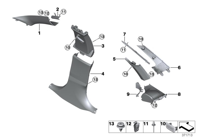 Genuine BMW 51437311224 Retainer, Trim For D-Pillar, Upper Right (Inc. 430dX, 430d & 435iX) | ML Performance UK UK Car Parts