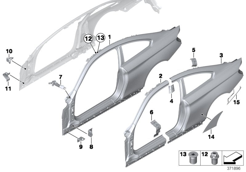 Genuine BMW 41007344968 F32 F32 Right Rear Side Panel (Inc. 435i, 420i & 430i)