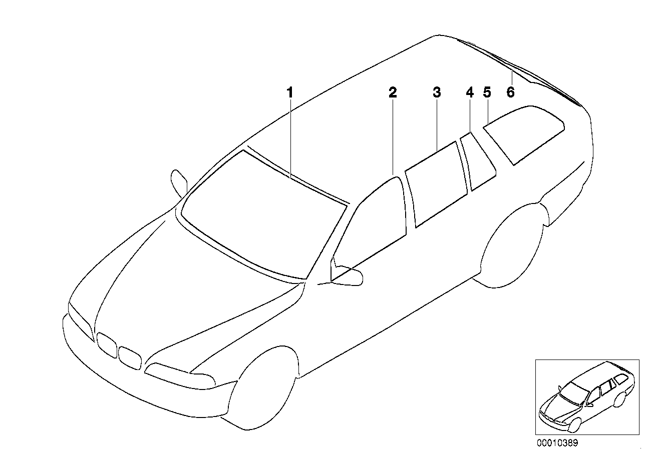 Genuine BMW 51367145036 E39 Green Side Window With Right Gasket SCHWARZ (Inc. 540i, 525d & 530d) | ML Performance UK UK Car Parts