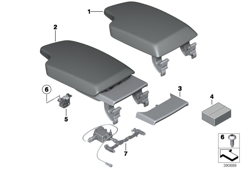 Genuine BMW 51169362268 Armrest In Leather, Front Center OYSTER/SCHWARZ (Inc. 320iX, 320dX & 320d ed) | ML Performance UK UK Car Parts