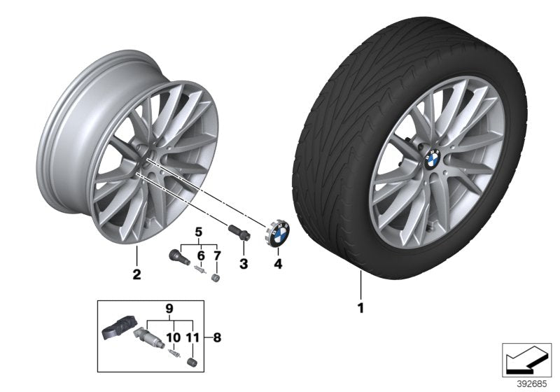 Genuine BMW 36107849122 F40 F46 Disk Wheel, Light Alloy, In Orbitgrey 7JX17 ET:47 (Inc. 120dX, 225i & 118i) | ML Performance UK UK Car Parts