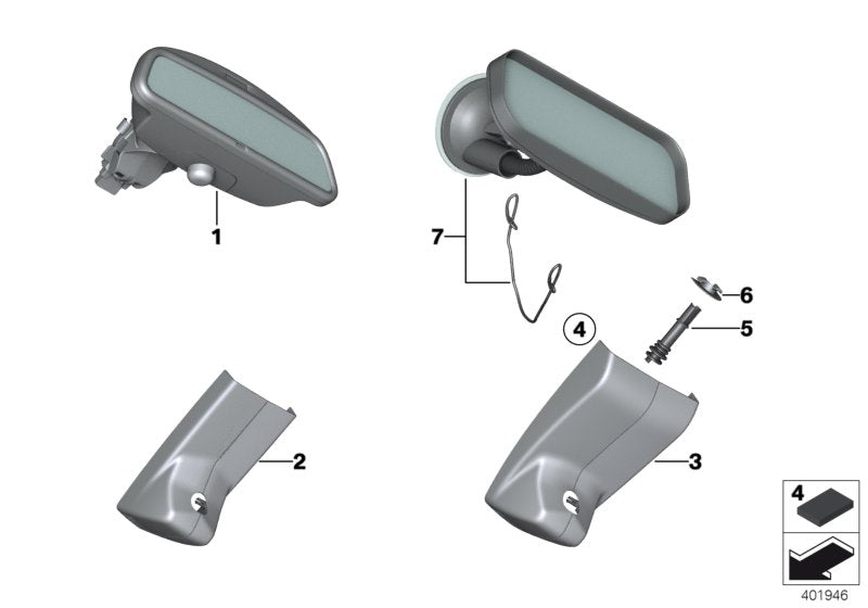 Genuine BMW 51167267198 Additional Interior Rearview Mirror (Inc. 328iX, 335i & 320dX) | ML Performance UK UK Car Parts