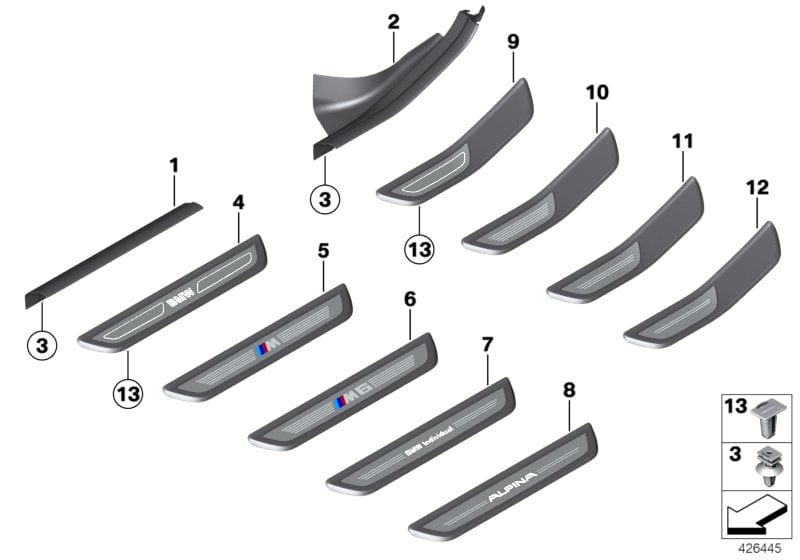 Genuine BMW 51477277250 F06 F06 Cover, Door Sill, Lighted, Rear Right (Inc. 650iX, 650i & 640iX) | ML Performance UK Car Parts