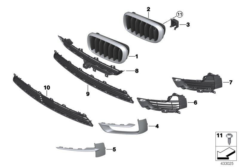 Genuine BMW 51117303082 F15 Grill, Side, Open, Right SCHWARZ (Inc. X5) | ML Performance UK UK Car Parts