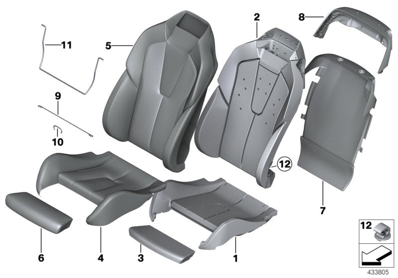 Genuine BMW 52108066537 Leather Cover Sport Backrest Left LKSW,X3SW SCHW (Inc. M6) | ML Performance UK UK Car Parts