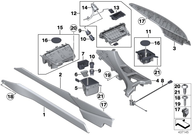 Genuine BMW 51169350070 TriCover, Center Console, Right COGNAC (Inc. 650i, 650iX 4.4 & 640d) | ML Performance UK UK Car Parts