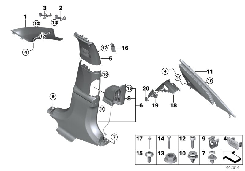 Genuine BMW 51437420070 G11 Trim, B-Pillar, Leather, Lower Right ELFENBEINW. /SW (Inc. 750LiX, 730Li & 750i) | ML Performance UK UK Car Parts