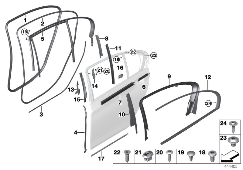 Genuine BMW 51337438020 G11 Seal, B-Pillar, Top, Rear Door, Right (Inc. 740i, 730i & 745Le) | ML Performance UK UK Car Parts