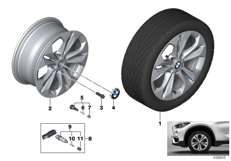 Genuine BMW 36116856065 F39 Disc Wheel, Light Alloy, Reflex-Silber 7,5JX17 ET:52 (Inc. X1 & X2 20iX) | ML Performance UK UK Car Parts