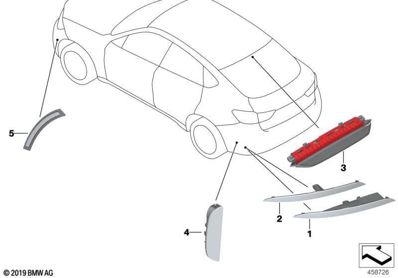 Genuine BMW 63257375661 Third Stoplamp OYSTER (Inc. X6) | ML Performance UK UK Car Parts