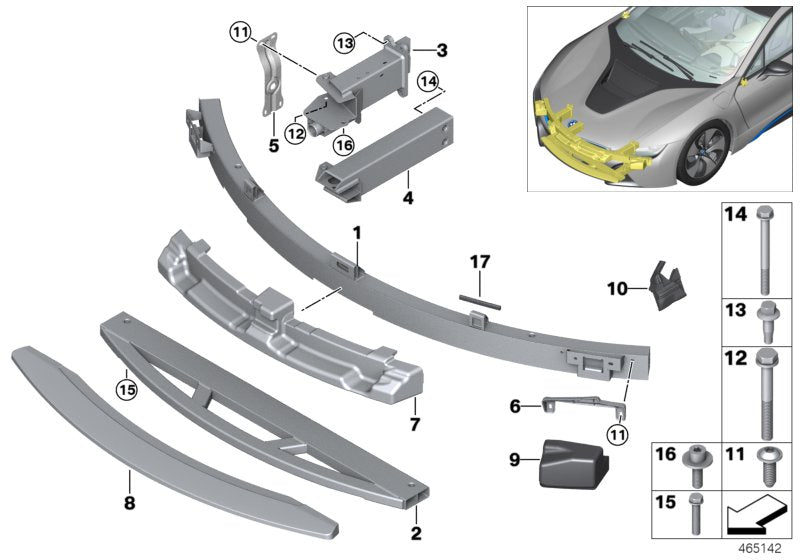 Genuine BMW 51117336205 I15 I12 Deformation Element, Front Lower Left (Inc. i8) | ML Performance UK UK Car Parts