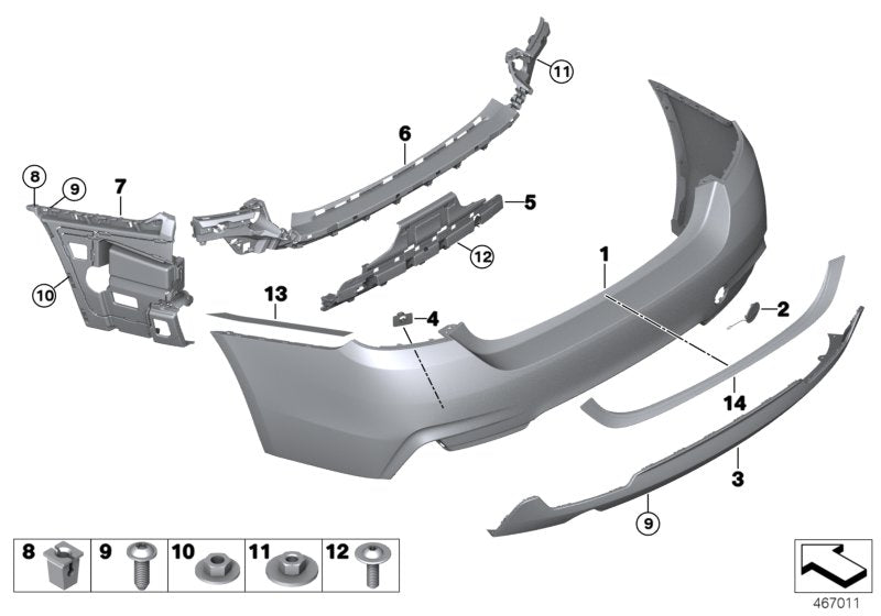 Genuine BMW 51128062242 F36 F36 Bumper Trim Panel, Primed, Rear (Inc. 420d, 435iX & 430dX)