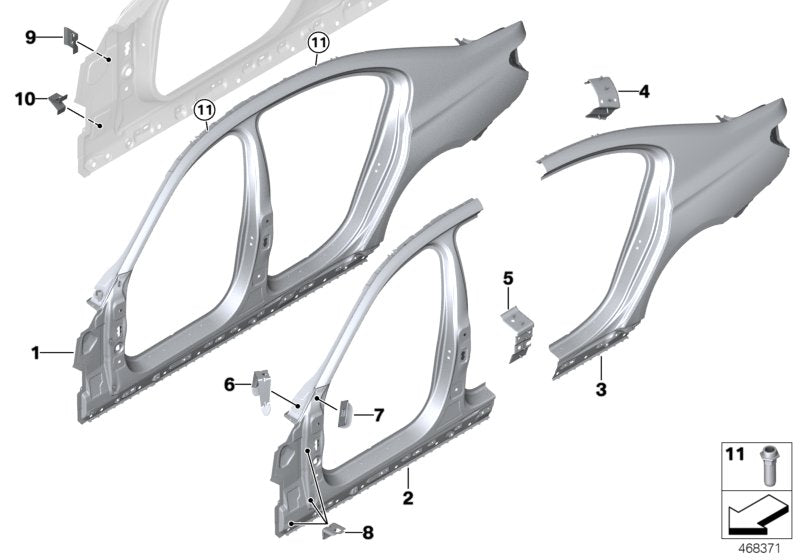 Genuine BMW 41217425171 G11 G11 Reinforcement Plate, C-Pillar, Left (Inc. 750i, 730i & 730d) | ML Performance UK UK Car Parts