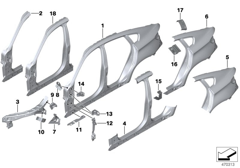 Genuine BMW 41217275588 E71 E72 Reinforcement Plate, C-Pillar, Right (Inc. X6) | ML Performance UK UK Car Parts