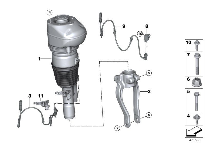 Genuine BMW 37106866705 G32 Rp Air Suspension Strut Front Left (Inc. 620dX, 630dX & 640dX) | ML Performance UK UK Car Parts