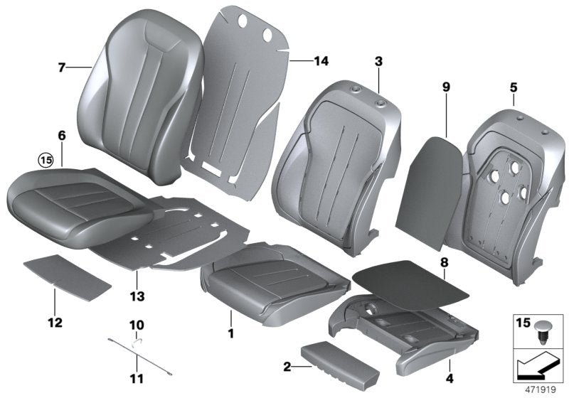 Genuine BMW 52107352255 F15 Cover For Comfort Backrest,Leather Left MOKKA (Inc. X5) | ML Performance UK UK Car Parts