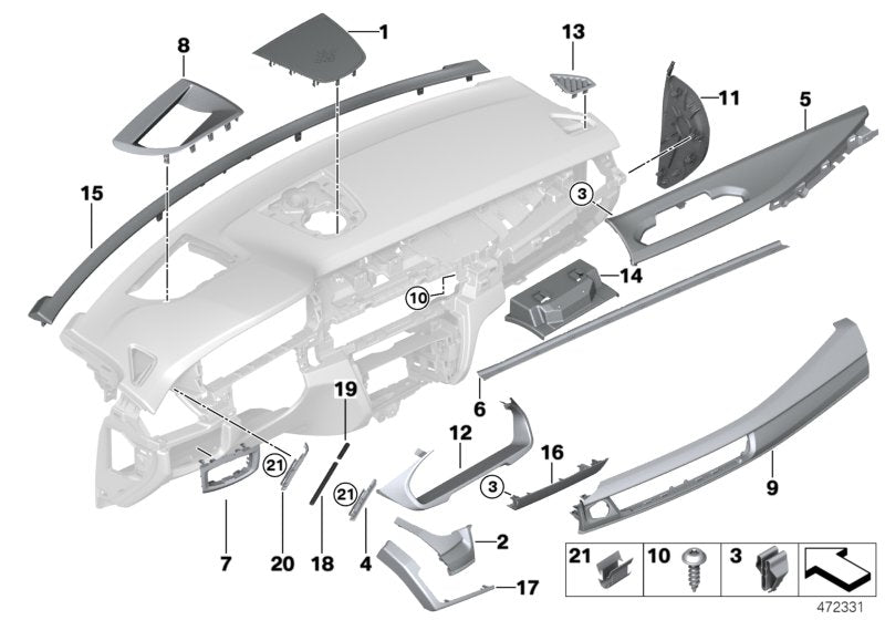 Genuine BMW 51459270478 F15 F16 Trim Instr.Panel Fineline Pur Driver Left hand drive (Inc. X5 40dX & X6) | ML Performance UK UK Car Parts