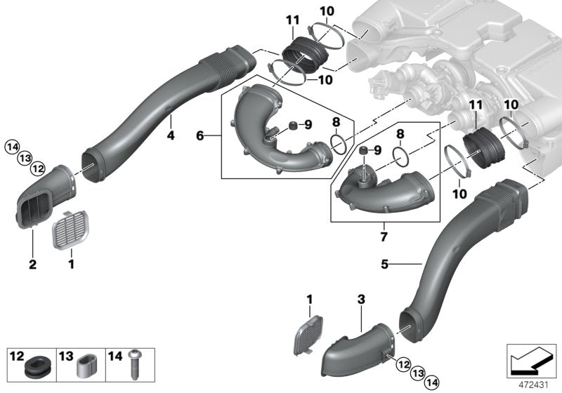 Genuine BMW 13717991434 Unfiltered Air Snorkel ZYL 5-8 (Inc. Alpina B7) | ML Performance UK UK Car Parts