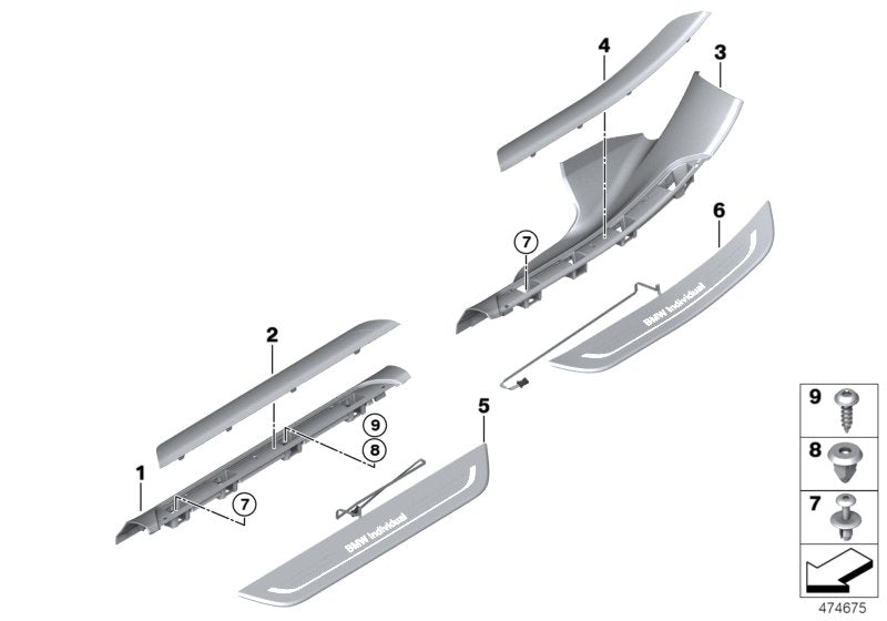 Genuine BMW 51477407308 G11 Cover Molding, Sill, Rear Inner Right ELFENBEINWEISS (Inc. 740LdX, 745Le & 740Li) | ML Performance UK UK Car Parts