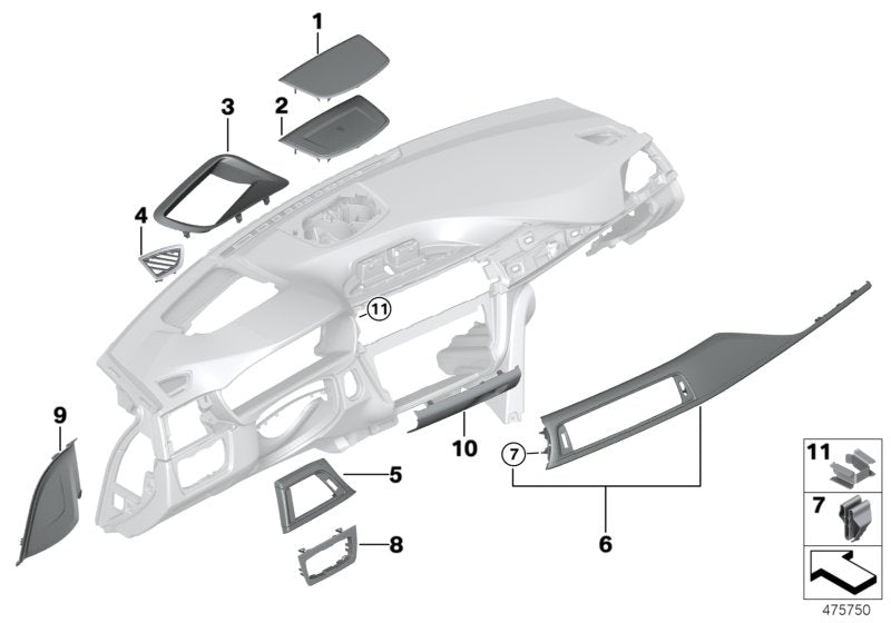 Genuine BMW 51456830584 Trim For Dashb.Al Carbon Front Passenger PERLGLANZ CHROM (Inc. 330i, 340iX & 330d) | ML Performance UK UK Car Parts