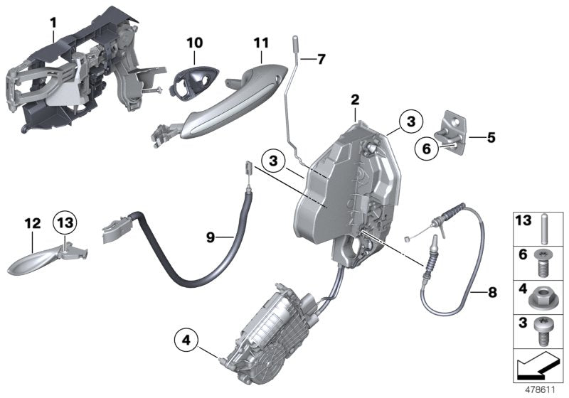 Genuine BMW 51217185690 Lock, Complete, Front Right (Inc. 750i, 520d ed & 730Li) | ML Performance UK UK Car Parts