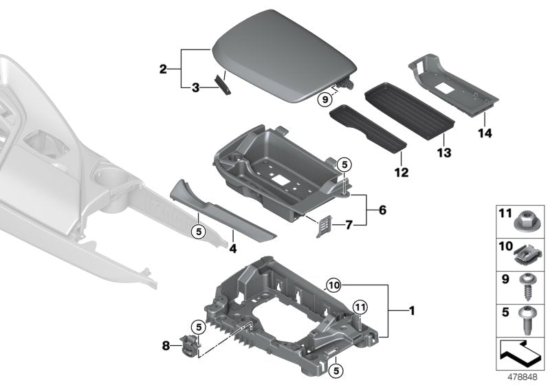 Genuine BMW 51166995620 I12 I15 Trim For Center Armrest AMIDO (Inc. i8) | ML Performance UK UK Car Parts