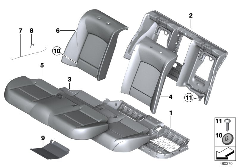 Genuine BMW 52207317354 Basic Backrest Leather Cover, Right NASW SCHWARZ (Inc. 760LiS, 750LdX & 740Li) | ML Performance UK UK Car Parts