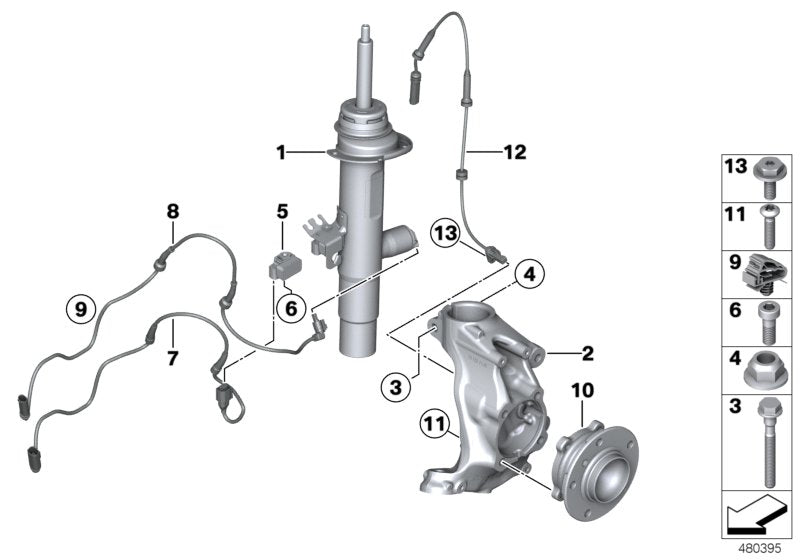 Genuine BMW 37116883152 F32 F36 Front Right Spring Strut (Inc. 420d, 420i & 430i)