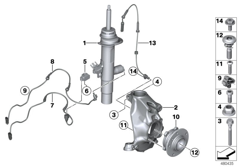 Genuine BMW 37116883155 F32 F36 Left Front Spring Strut (Inc. 440iX, 420iX & 420dX)