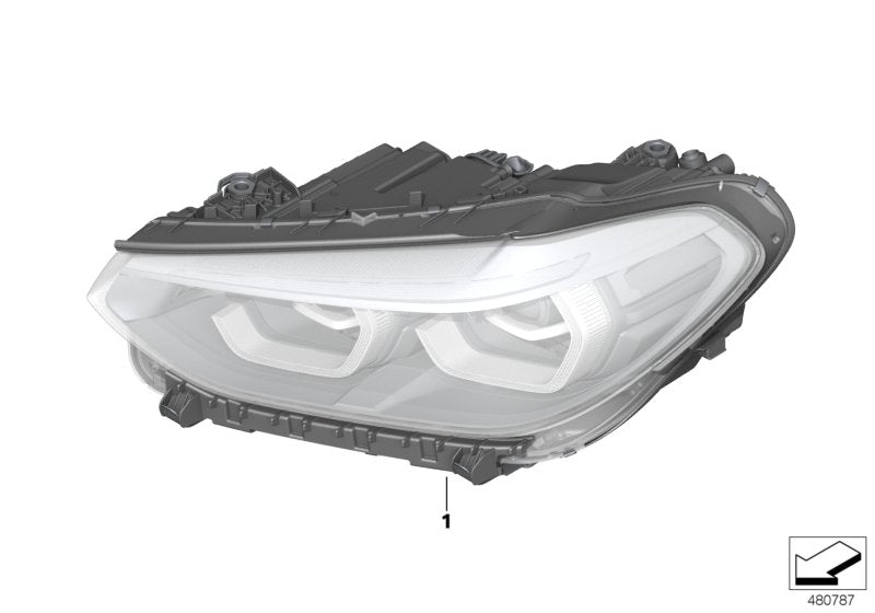 Genuine BMW 63117466126 Headlight, Led, Ahl, Right LHD (Inc. X3 M, X4 M & X3 30iX)