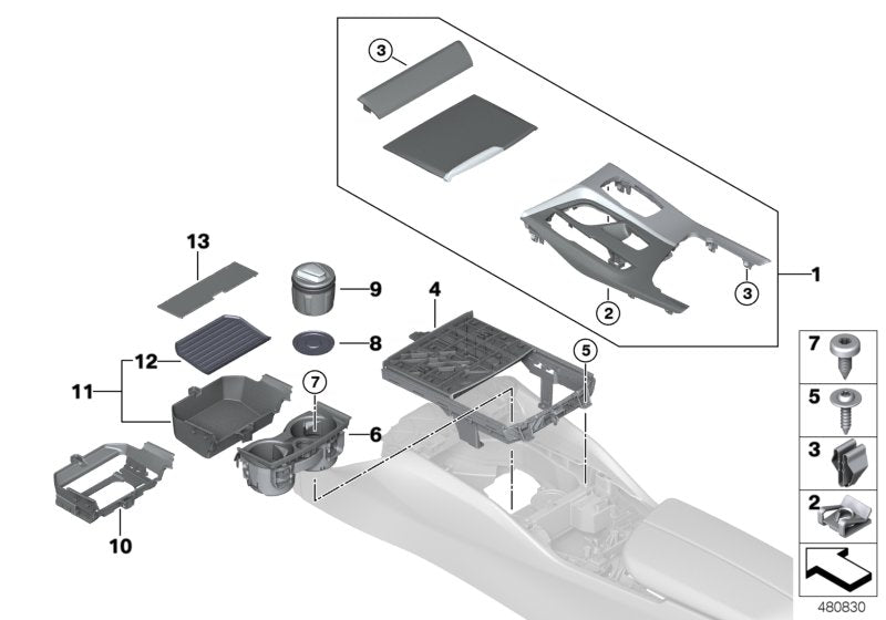 Genuine BMW 51168071700 G32 G30 G31 Cover Panel C.Console Al Rhombicle Left hand drive (Inc. 520i 1.6, 518d & 540dX) | ML Performance UK UK Car Parts