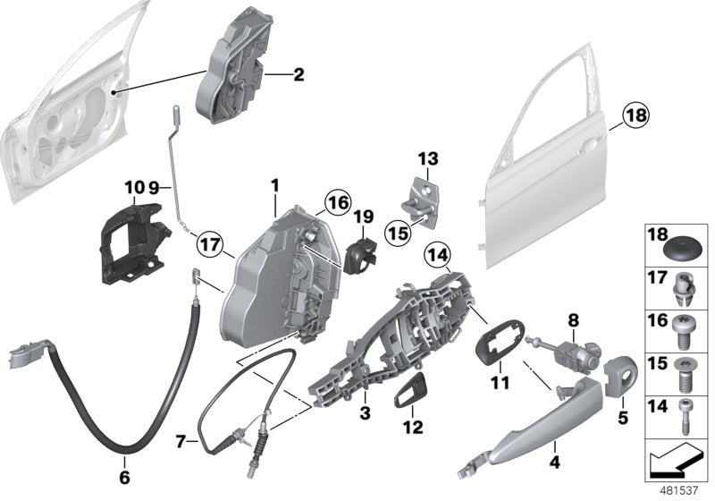 Genuine BMW 51217259828 F80 F31 Bowd.Cable,Outside Door Handle Front (Inc. 330iX, 328i & 328dX)