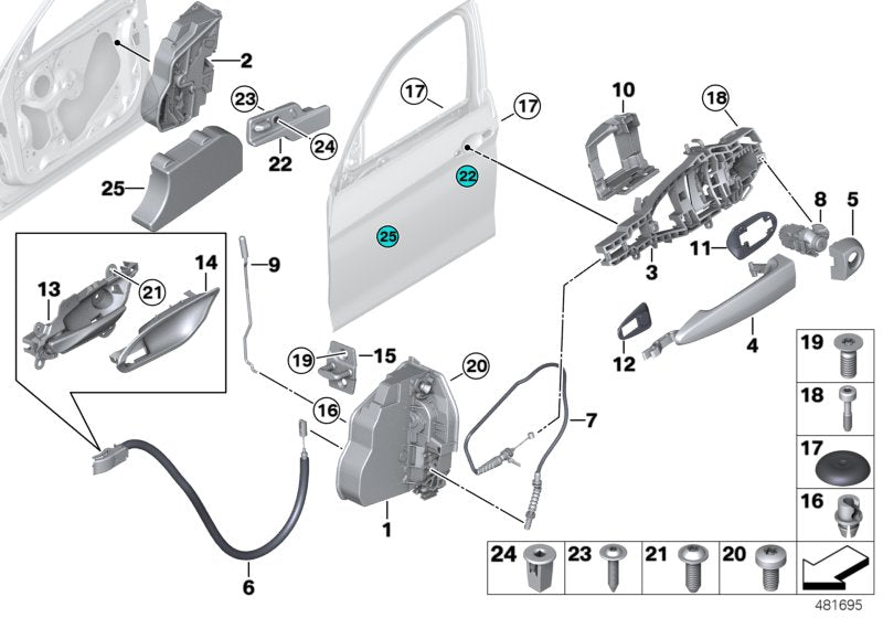 Genuine BMW 51217162440 E90 Cover, Lock Cylinder Primed, Right (Inc. X5 M50dX, X4 20dX & 325i) | ML Performance UK UK Car Parts