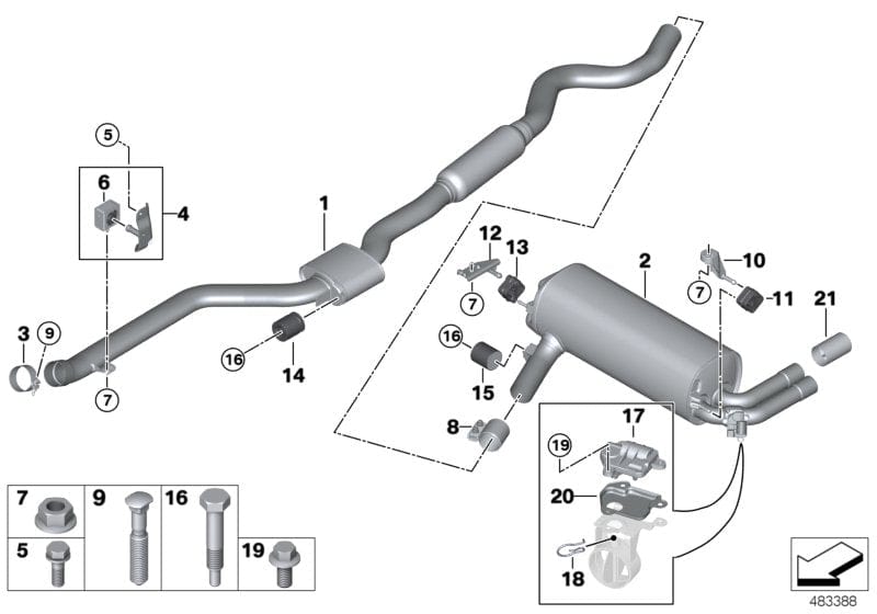 Genuine BMW 18308662288 F32 F36 Rear Muffler (Inc. 330iX, 330i & 430i) | ML Performance Car Parts