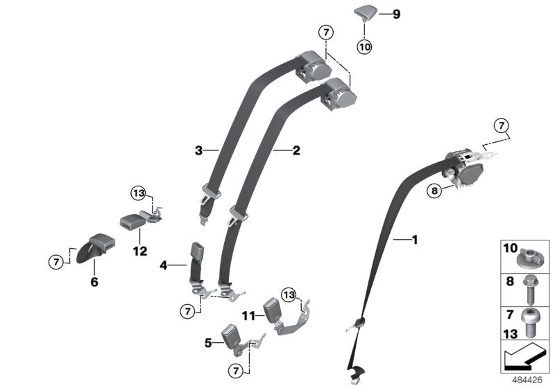 Genuine BMW 72118092487 F90 G30 Upper Belt Rear Left SCHWARZ M (Inc. 530eX, 530e & M5) | ML Performance UK UK Car Parts