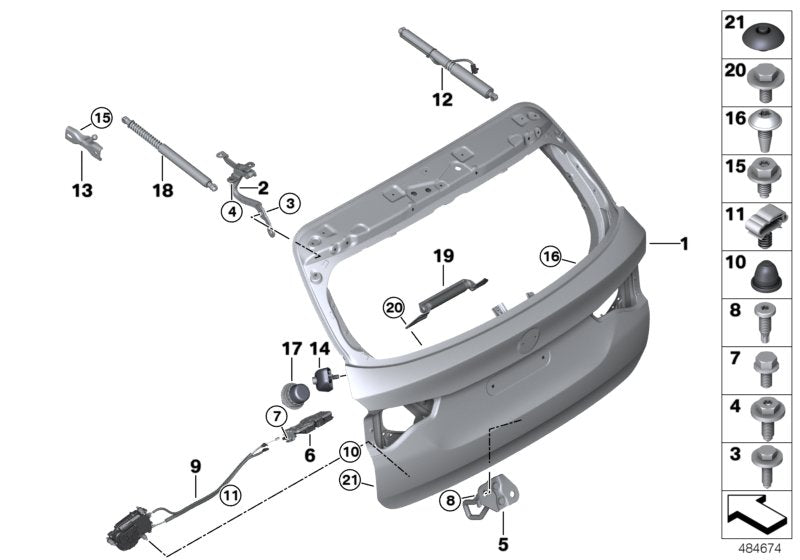 Genuine BMW 41007494944 Right Trunk Lid Hinge (Inc. X3) | ML Performance UK UK Car Parts