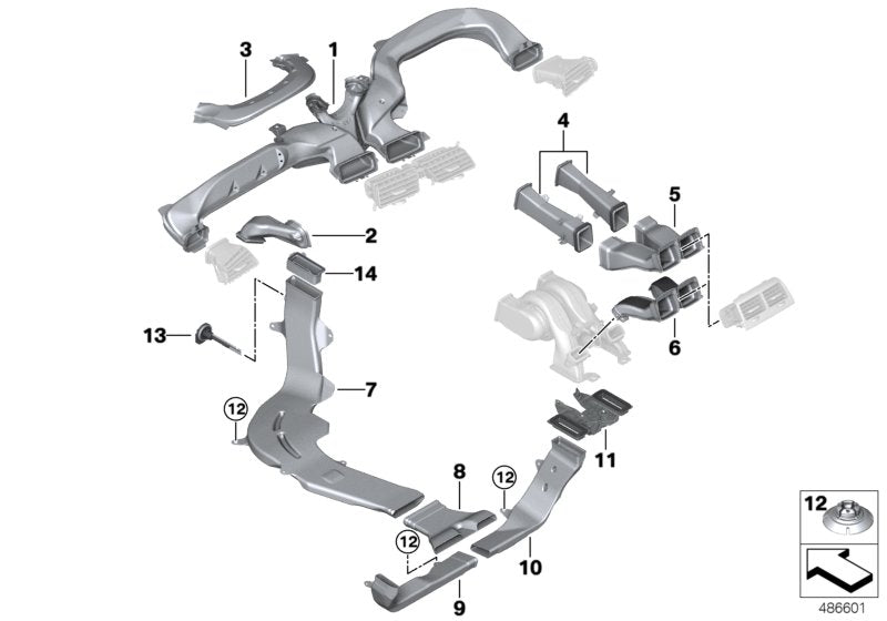 Genuine BMW 64229330634 G32 F90 G31 Air Duct F.Rear Pass.Compartment Center (Inc. 530eX, 640i & 620d) | ML Performance UK UK Car Parts