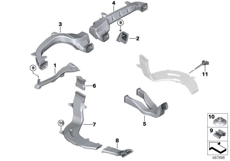 Genuine BMW 64227425127 G02 Rear Pass.Compart.Heating Duct Rear Left (Inc. X3 & X4 M40iX) | ML Performance UK UK Car Parts