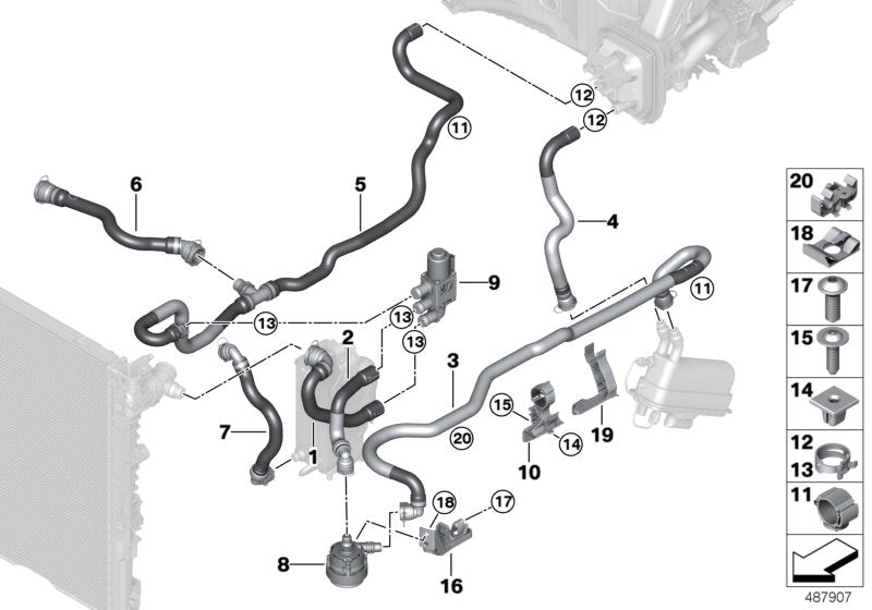 Genuine BMW 64219314672 G30 G11 Coolant Hose, Supply 1 Radiator supply line - switch valve (Inc. 530e, 740Le & 740eX) | ML Performance UK UK Car Parts