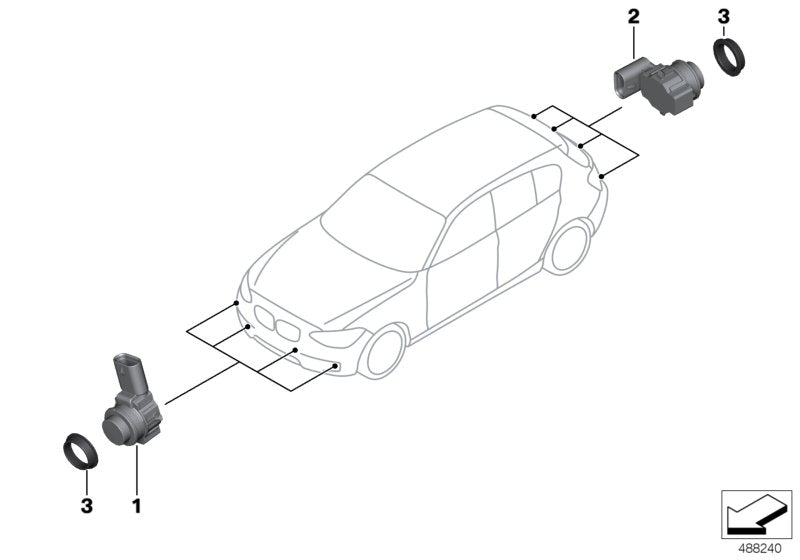 Genuine BMW 66209353663 F22 Ultrasonic Sensor, Mediterranean Blue WC10 (Inc. 120dX, M240iX & 420i) | ML Performance UK UK Car Parts