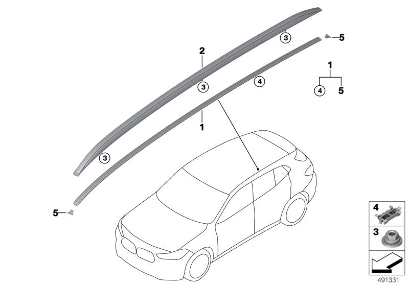 Genuine BMW 51137429617 F39 Roof Molding Left SCHWARZ (Inc. X2) | ML Performance UK UK Car Parts