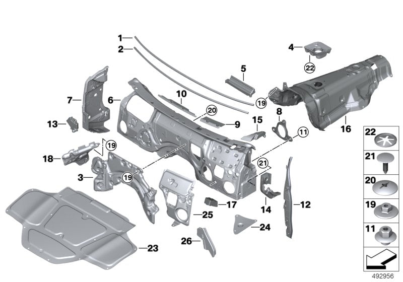 Genuine BMW 51486992404 G01 G02 Sound Insulat., Splash Wall, Upper Part (Inc. X3) | ML Performance UK UK Car Parts