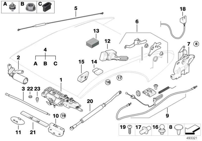 Genuine BMW 54347152559 E64 Fastening Kit, Lock F Folding Top Flap (Inc. 645Ci, 650i & 635d) | ML Performance UK UK Car Parts