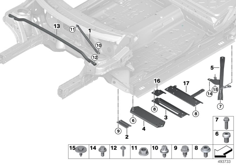 Genuine BMW 51617286759 F46 Strut Tower Brace, Left (Inc. X1 & X2 20iX) | ML Performance UK UK Car Parts