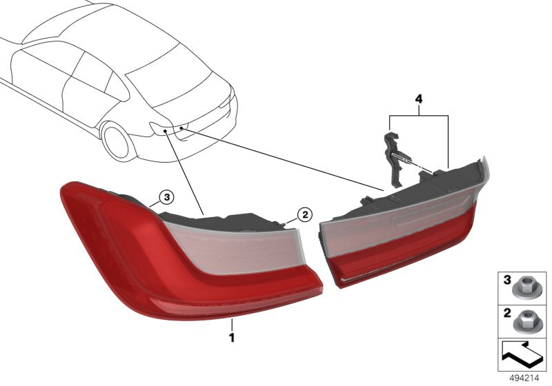 Genuine BMW 63217420455 G20 Rear Light In Trunk Lid, Left (Inc. M340i, 330i & 330iX) | ML Performance UK UK Car Parts