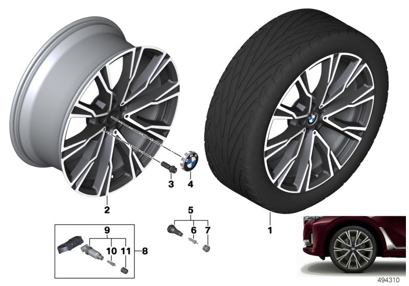 Genuine BMW 36118090109 G07 Disk Wheel, Light Alloy, In Orbitgrey 10,5JX22 ET:43 (Inc. X7) | ML Performance UK UK Car Parts